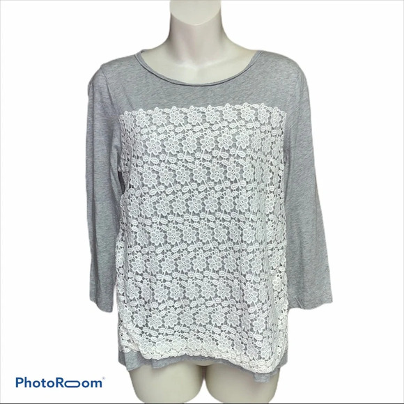 J Crew gray/cream size M long sleeve top - Picture 1 of 7